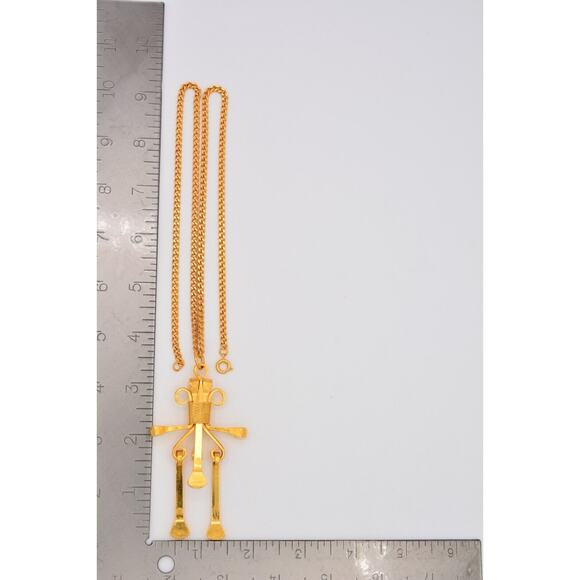 Mustad Vintage Pendant Necklace Chunky Gold Tone Abstract Heavy Signed Bin7B - Picture 12 of 12